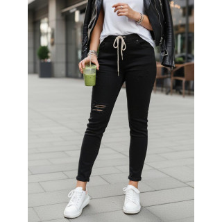 Črne ženske kavbojke z luknjami UY2857