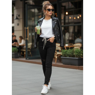 Črne ženske kavbojke z luknjami UY2857