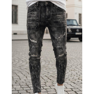 Moške črne kavbojke z luknjami UX4146