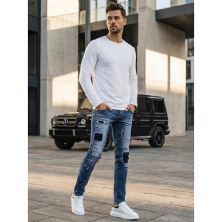 Moške modre kavbojke z luknjami UX4297