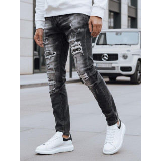 Moške črne kavbojke z luknjami UX4245