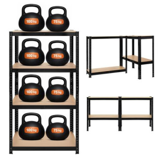 Črna polica za shranjevanje - 150x75x30