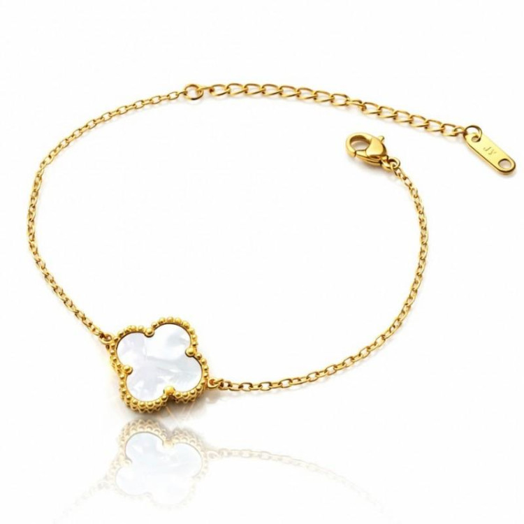 Ženska pozlačena zapestnica s štiriperesno deteljico