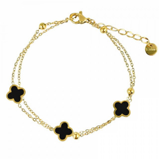 Dvojna zapestnica s črnimi deteljicami