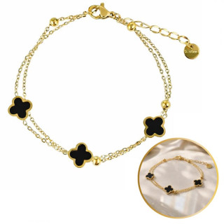 Dvojna zapestnica s črnimi deteljicami