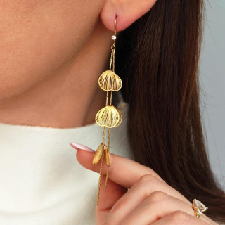 Pozlačeni viseči uhani z rožami