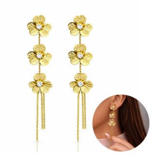 Pozlačeni viseči uhani z rožami