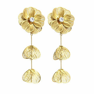 Pozlačeni viseči uhani z rožami