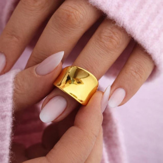 Pozlačen ženski prstan iz kirurškega jekla