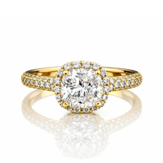 Pozlačen zaročni prstan s cirkoni