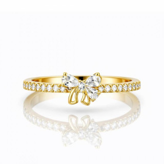 Pozlačen prstan z pentljo in cirkoni