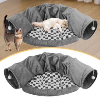 Igralni tunel s cofki in ležiščem za mačke