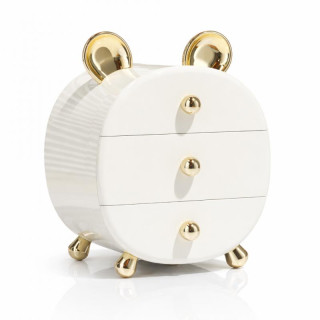 Bel kozmetični organizator z zlatimi detajli