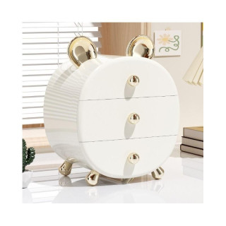 Bel kozmetični organizator z zlatimi detajli