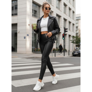 Voskane črne legice z visokim pasom UY2855