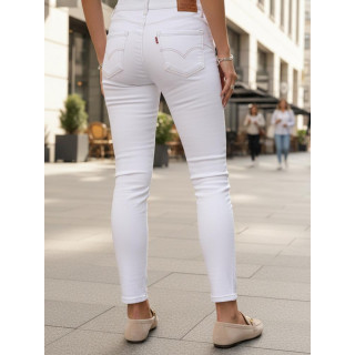 Bele ženske ozke kavbojke z visokim pasom UY2863