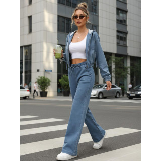 Široke modre ženske kavbojke UY2897