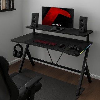 Črna igralna miza Huzaro z RGB osvetlitvijo ozadja HERO 1.9 RGB 120 CM