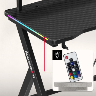 Črna igralna miza Huzaro z RGB osvetlitvijo ozadja HERO 1.9 RGB 120 CM