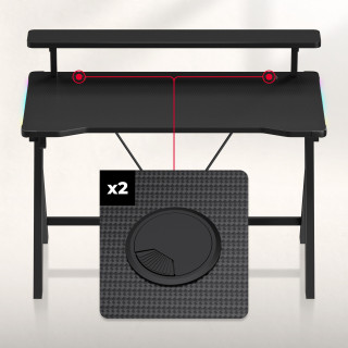 Črna igralna miza Huzaro z RGB osvetlitvijo ozadja HERO 1.9 RGB 120 CM