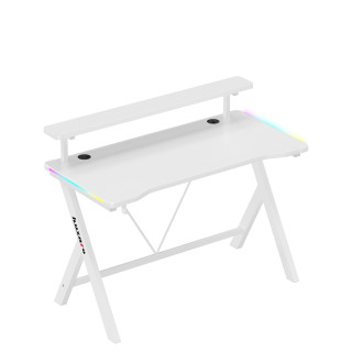 Huzaro bela igralna miza z RGB osvetlitvijo ozadja HERO 1.9 RGB WHITE 120 CM