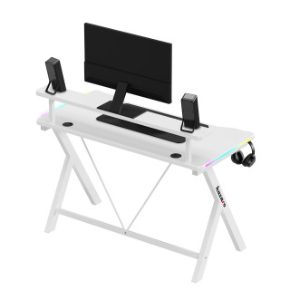 Huzaro bela igralna miza z RGB osvetlitvijo ozadja HERO 1.9 RGB WHITE 120 CM
