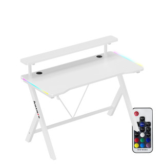 Huzaro bela igralna miza z RGB osvetlitvijo ozadja HERO 1.9 RGB WHITE 120 CM
