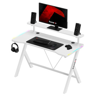 Huzaro bela igralna miza z RGB osvetlitvijo ozadja HERO 1.9 RGB WHITE 120 CM