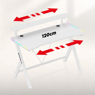 Huzaro bela igralna miza z RGB osvetlitvijo ozadja HERO 1.9 RGB WHITE 120 CM
