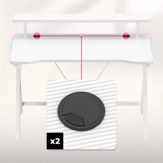 Huzaro bela igralna miza z RGB osvetlitvijo ozadja HERO 1.9 RGB WHITE 120 CM