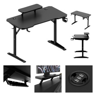 Črna računalniška miza s polico LEADER 5.1 BLACK