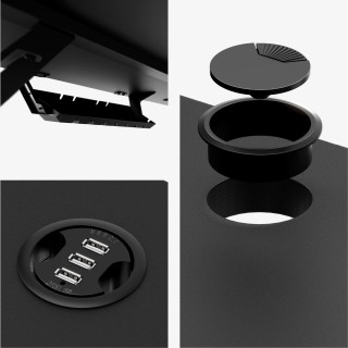 Črna računalniška miza s polico LEADER 5.1 BLACK