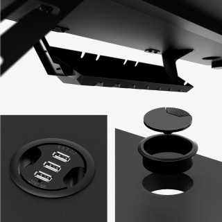 Črna računalniška miza s polico LEADER 5.1 BLACK