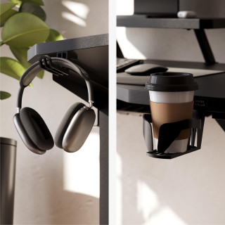 Črna računalniška miza s polico LEADER 5.1 BLACK