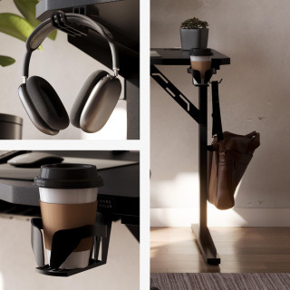 Črna računalniška miza s polico LEADER 5.1 BLACK