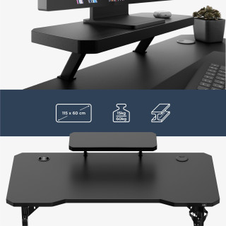 Črna računalniška miza s polico LEADER 5.1 BLACK