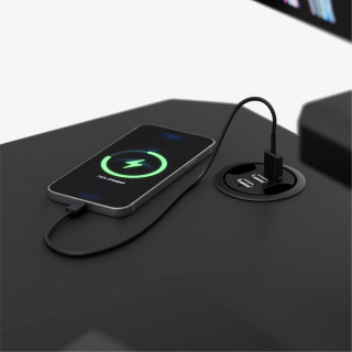 Črna računalniška miza s polico LEADER 5.1 BLACK