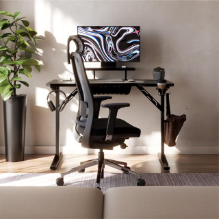 Črna računalniška miza s polico LEADER 5.1 BLACK