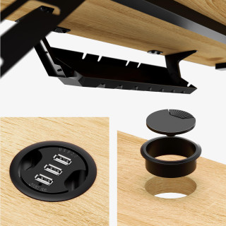 Hrastova računalniška miza s polico LEADER 5.1 HRAST