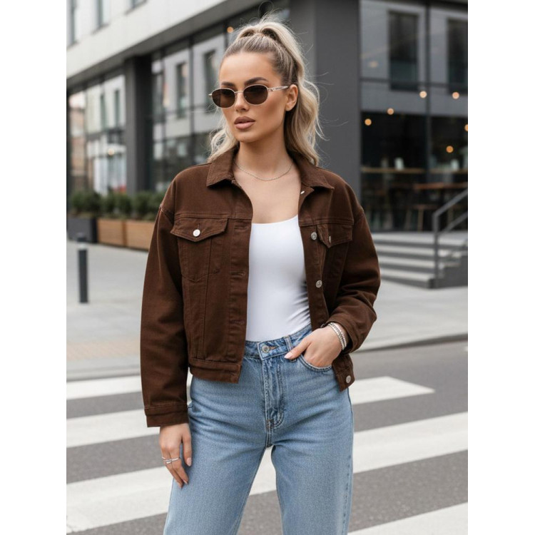 Rjava ženska jeans jakna TY5343