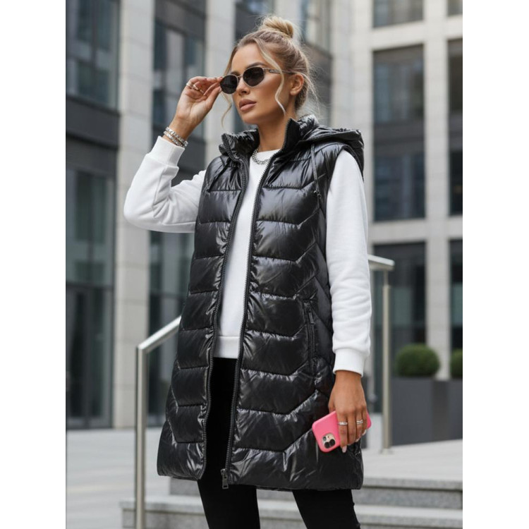 Temno siv prešit ženski telovnik TY5338