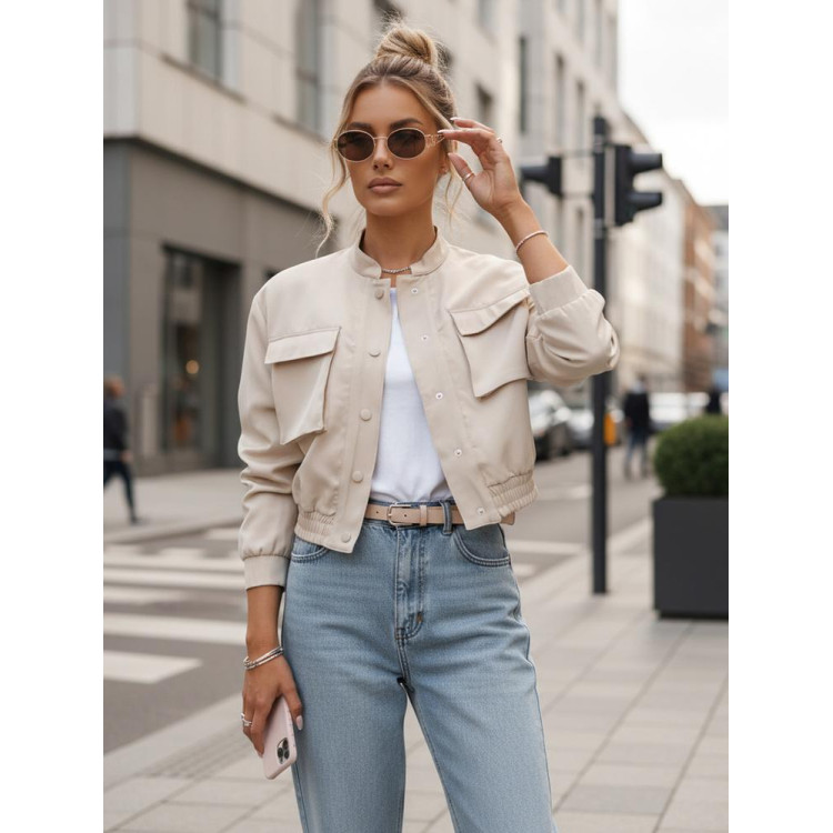 Ženska bež bomber jakna TY4306