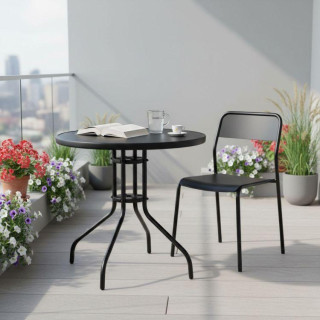 Okrogla črna vrtna miza - 80 cm