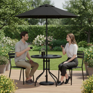 Okrogla črna vrtna miza - 80 cm