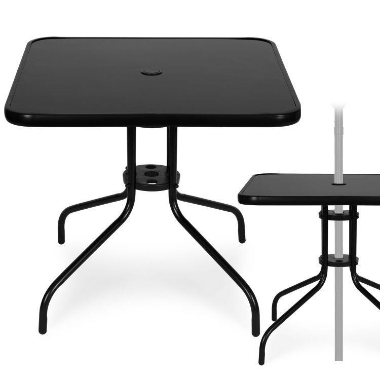 Črna kvadratna vrtna miza - 80 cm