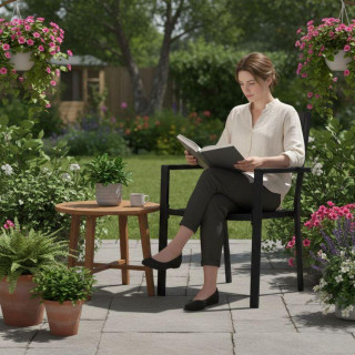 Komplet dveh črnih vrtnih stolov