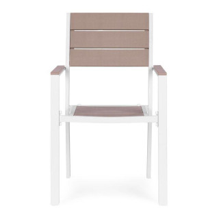 Komplet dveh bež in belih vrtnih stolov