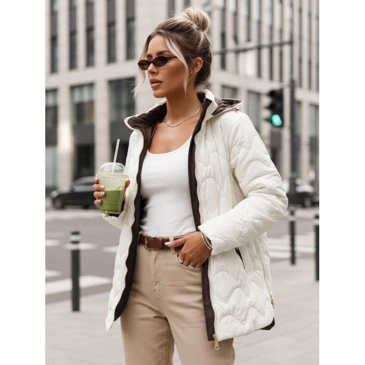 Ženska prešita jakna v ecru barvi TY5624