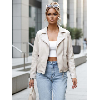 Ženska usnjena jakna v svetlo bež barvi TY5630