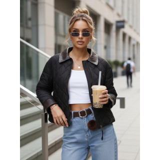 Črna prešita ženska jakna TY5622